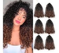 QUEENTAS 6 Pezzi Estensione Dei Capelli Intrecciati Primavera Trecce All'uncinetto Parrucche di Capelli Afro Crespi per Donne Nere 14 Pollici……