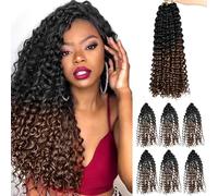 QUEENTAS 6 Pezzi Estensione Dei Capelli Intrecciati Primavera Trecce All'uncinetto Parrucche di Capelli Afro Crespi per Donne Nere 18 Pollici……