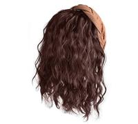 QUEENYARD Bandeau de Tête avec Perruque Bou Perruque en Fibre Synthétique pour Cheveux Bouclés à Aspect Naturel pour Femmes, Extension de Crâne Haute avec Élastique à Cheveux pour Coiffure Rapide