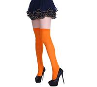 QUEENYARD Chaussettes longues en coton pour femme - Couleur unie, Orange, Taille unique