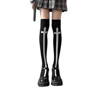 QUEENYARD Chaussettes montantes au-dessus du genou pour filles - Pour déguisement de cosplay - Corde, Noir , Taille unique