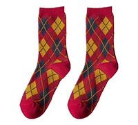 QUEENYARD Chaussettes pour femme avec imprimé argyle ethnique vintage style Preppy, Rouge, Taille unique