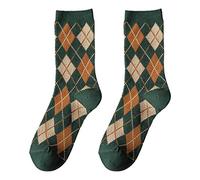 QUEENYARD Chaussettes pour femme avec imprimé argyle ethnique vintage style Preppy, Vert, Taille unique