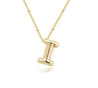 QUEENYARD Collier avec pendentif, style ballon, collier avec lettre lisse, chaîne en alliage réglable, convient aux femmes jeunes et à la mode, 17.72inch(45cm), Métal