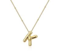 QUEENYARD Collier avec pendentif, style ballon, collier avec lettre lisse, chaîne en alliage réglable, convient aux femmes jeunes et à la mode, 17.72inch(45cm), Métal