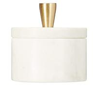 Queenza Salière avec couvercle Marbre blanc avec bouton en laiton de qualité supérieure 76 cm pour le stockage du sel casher Facile à pincer les pots pour sel et poivre Boîte en marbre d'épices