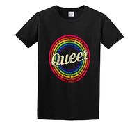 Queer - Retro Rainbow Faded-Style Unisex 100% Cotton Short-Sleeve T-Shirts Black S