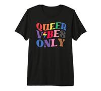 Queer Vibes Only Gay Pride Month LGBTQ Rainbow Pride Lesbian T-Shirt Haut de Gamme
