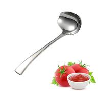 Queerelele Cuillère à sauce en acier inoxydable 304 bec verseur,cuillère à soupe,louche à soupe en acier inoxydable 304,passe au lave-vaisselle,cuillère à verser sauces à soupe,sauces rôties,124Q0076
