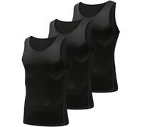 Queerier Débardeur de compression pour homme, sans manches, couche de base athlétique, débardeur de gym musculaire, Lot de 3, noir#, Taille XL