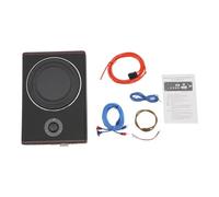 Queeucaer Caisson de basse actif plat pour voiture, ensemble actif ultra-compact sous siège, avec revêtement en similicuir PU et ligne