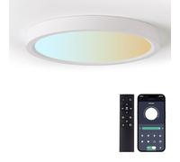 queffigle Plafonnier LED 23cm 24W 2664LM à intensité variable 3000-6500K avec télécommande Luminaire moderne encastré Plafonnier IP44 étanche pour chambre à coucher, salon, cuisine