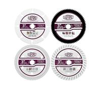 QUEFORET Disques à Tronçonner 75mm 4 Pièces - Disque Carbure pour Bois, Disque HSS pour Métal, Disque Diamant pour Carrelage, Disque Diamant pour Béton, avec Alésage de 10mm