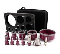 QUEFORET Forets Diamant pour Carrelage 12 Pièces - 9 Pièces 6/6/8/20/25/35/50/68/110mm x M14 Trépan, 20mm Fraise, 50mm Mèche de Chanfrein, Adaptateur pour Céramique Porcelaine Marbre Granit