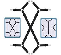 Quelcc 2 Pièces Tendeur Drap Housse, 70-277CM Attache Drap Housse avec Pinces Métalliques, Tendeurs De Drap RéGlables, Élastiques Ajustables Sangle Drap Housse, Convient à Tous Lits et Matelas, Noir