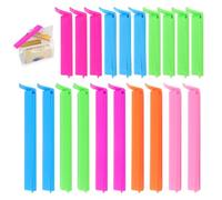 Quelcc 20 Pièces Fermeture Sachet Alimentaire, 7,5/11cm Pince Sachet Alimentaire, Pince Alimentaire, Pince Sachet, Pince Fermeture Sachet Alimentaire, pour Emballage Cuisine Bonbons Snack