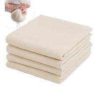 Quelcc 4 pièces Etamine Alimentaire, 50 x 50cm Tissu Ourlé Mousseline, Mousseline Alimentaire, Toile à Fromage Coton Respirable Tissu Filtrant pour Filtrer Vin, Jus, Fromage, Lait, Thé, Épices, Tofu