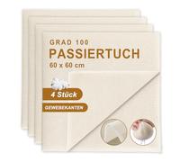 Quelcc 4 pièces Etamine Alimentaire, 60 x 60cm Tissu Ourlé Mousseline, Mousseline Alimentaire, Toile à Fromage Coton Respirable Tissu Filtrant pour Filtrer Vin, Jus, Fromage, Lait, Thé, Épices, Tofu