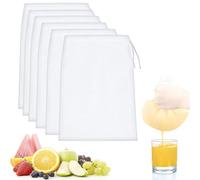 Quelcc 6 Pièces Sac à Lait de Noix, 20 × 30 Cm Sacs à Fromage en Nylon, Filtre Lait Végétal Reutilisable, pour Jus de Légumes et Fruits, Café, Thé, Fromage, Lait Avoine et Lait Vegetal