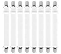 Quelcc Lot de 8pcs Tendeur Drap Housse, Réglable Sangles Draps Élastique, Tendeurs de Drap Ajustables avec Clips Métalliques, pour Lit ou Canapé d'angle, Fauteuil Sièges Coussin, Matelas (Blanc)