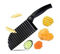Quelcc Trancheuse à Frites, Couteau à Vagues, Coupe légumes ondulé, Coupe Frites en Acier Inoxydable, Couteau Tranches Pomme Terre, pour Pommes de Terre, Carotte, Gaufre ou Légumes