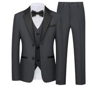 QUELDRA Costume Garçon 5 Pièces Smoking Cérémoniel 4-14 Ans | Blazer, Gilet, Chemise, Pantalon et Nœud Papillon, Garçon d'honneur, Mariage Cérémonie, Slim Fit
