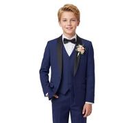 QUELDRA Costume Garçon 5 Pièces Smoking Garçon d'honneur Mariage 4-14 Ans | Blazer à Col Châle, Gilet, Chemise, Pantalons et Noeud Papillon, Ensemble pour cérémonie et fête