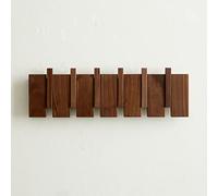 QUELLANCE Porte-manteau mural en bois, porte-manteau mural robuste avec 6 crochets pour accrocher manteaux, clés, chapeaux, peignoirs et serviettes/plantes/sacs, noyer