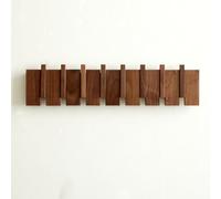 QUELLANCE Porte-manteau mural en bois, porte-manteau mural robuste avec 8 crochets pour accrocher manteaux, clés, chapeaux, peignoirs et serviettes/plantes/sacs, noyer