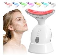 QUELLE Appareil Anti Rides Visage et Cou EMS, Masseur Visage Lifting 3 Modes avec Chauffage 45°C et LED 7 Couleurs, Raffermissant et Sculpteur Facial