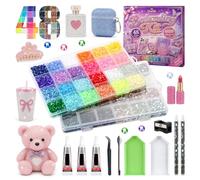QUELLE Bedazzling Kit avec colle, env. 48000 strass, 48 couleurs, 3 mm | Strass ronds en résine, 3 mm, dos plat, 3 × 10 ml de colle pour ongles, vêtements, chaussures, mugs, loisirs créatifs et DIY