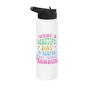 Quelle belle journée Respecter les pronoms des autres LGBT Stainless Steel Insulated Water Bottle