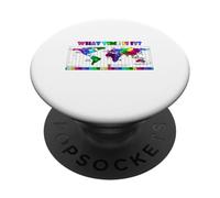 Quelle Heure est-il ? Carte du Fuseau horaire Mondial PopSockets PopGrip Adhésif