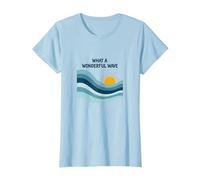 Quelle Merveilleuse Vague : Coucher de Soleil rétro sur l'océan T-Shirt, Femme, Bleu Céleste, 3XL