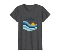 Quelle Merveilleuse Vague : Coucher de Soleil rétro sur l'océan T-Shirt, Femme, Chiné Foncé, XL