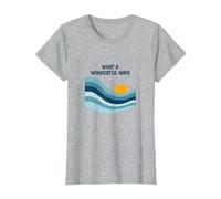 Quelle Merveilleuse Vague : Coucher de Soleil rétro sur l'océan T-Shirt, Femme, Gris Chiné, XL