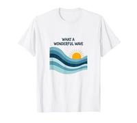 Quelle Merveilleuse Vague : Coucher de Soleil rétro sur l'océan T-Shirt, Homme, Blanc, 5XL