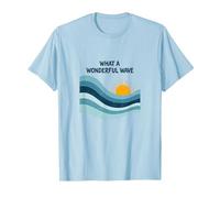 Quelle Merveilleuse Vague : Coucher de Soleil rétro sur l'océan T-Shirt, Homme, Bleu Céleste, 3XL