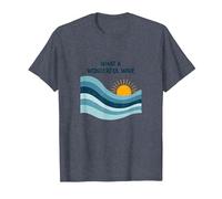 Quelle Merveilleuse Vague : Coucher de Soleil rétro sur l'océan T-Shirt, Homme, Bleu Chiné, 3XL