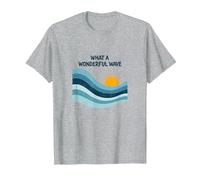 Quelle Merveilleuse Vague : Coucher de Soleil rétro sur l'océan T-Shirt, Homme, Gris Chiné, 4XL