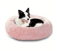 Quelque chose de différent de lit de chien et de chat apaisant, un lit de chien lavable de beignet ronde, non-skid, fausse fourrure, anti-anxiété chauffante chauffante et confortable lit rond doux