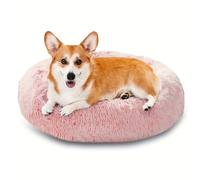 Quelque chose de différent de lit de chien et de chat apaisant, un lit de chien lavable de beignet ronde, non-skid, fausse fourrure, anti-anxiété chauffante chauffante et confortable lit rond doux