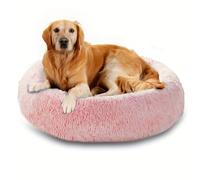 Quelque chose de différent de lit de chien et de chat apaisant, un lit de chien lavable de beignet ronde, non-skid, fausse fourrure, anti-anxiété chauffante chauffante et confortable lit rond doux