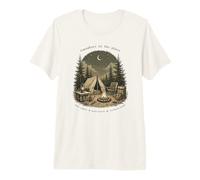 Quelque Part dans Les pins Campfire Moon Forest Design T-Shirt Haut de Gamme