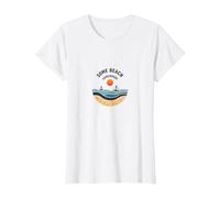 Quelques plages Quelque Part Coastal Sunset Voilier T-Shirt, Femme, Blanc, M