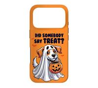 Quelqu'un a-t-il Dit Treat Funny Ghost Dog Trick Or Treat Coque pour iPhone 17 Pro