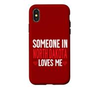 Quelqu'un dans Le Dakota du Nord m'aime Heart State Vintage Coque pour iPhone X/XS
