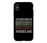 Quelqu'un dans Le Dakota du Nord me Manque State Retro Vintage Coque pour iPhone X/XS