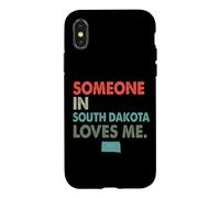 Quelqu'un dans Le Dakota du Sud m'aime, Style rétro, État américain Coque pour iPhone X/XS