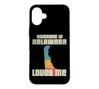 Quelqu'un dans Le Delaware m'aime Retro Land Map State Coque pour iPhone 16 Plus